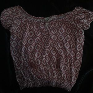 Red and White Off the Shoulder Crop Top